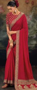 Red Designer Saree for Wedding Reception