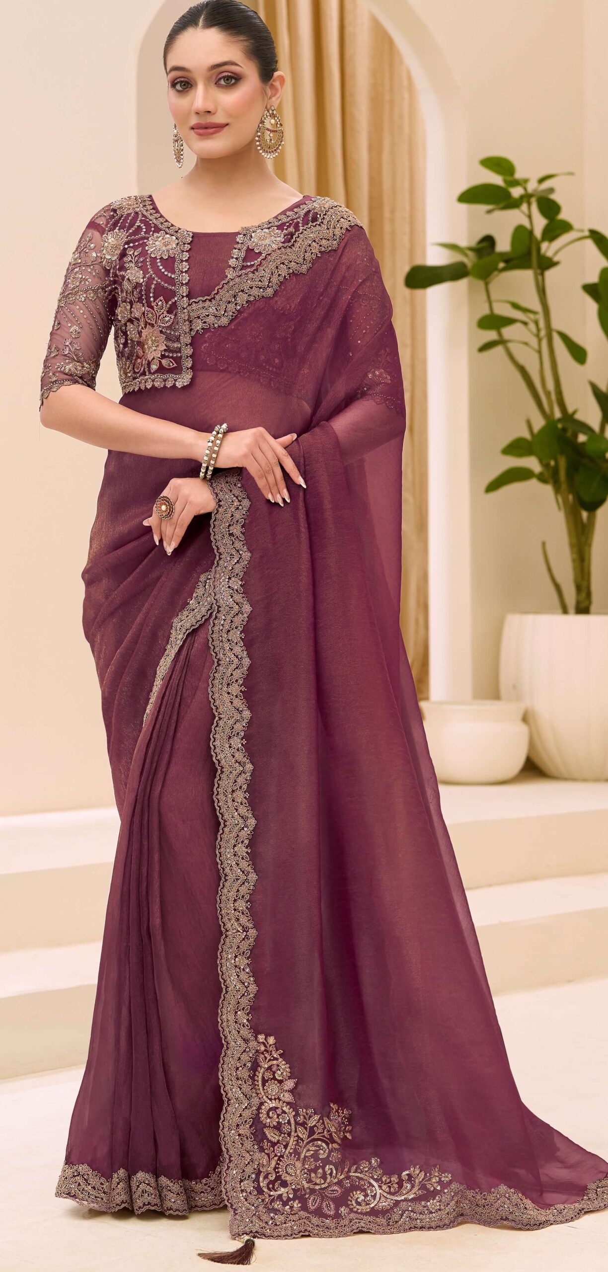 Trending Colour Saree for Wedding Maroon Saree