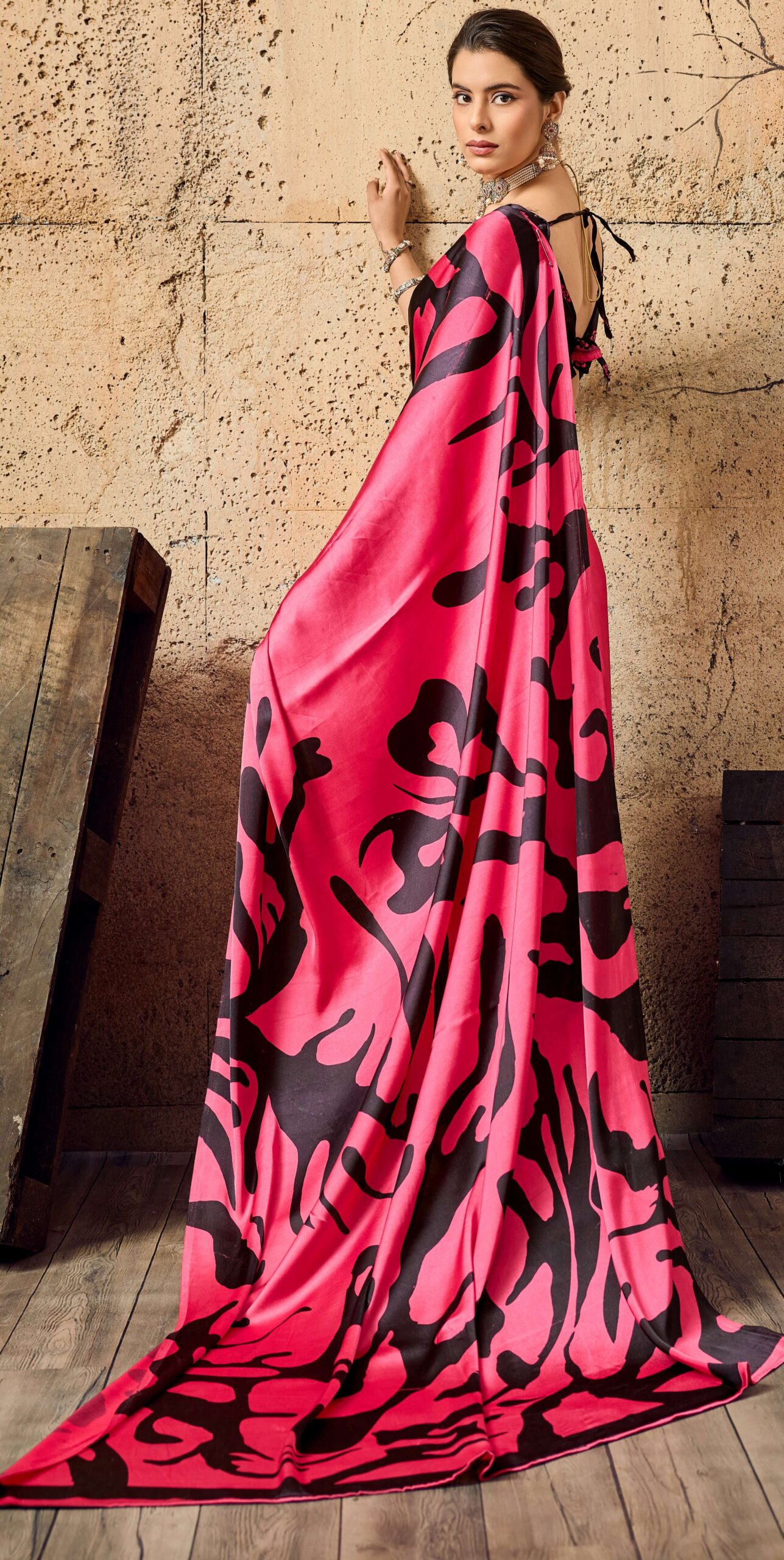 Digital Print Saree Online Pink Saree Online in India