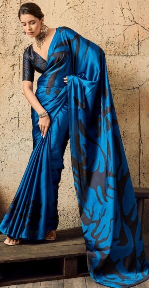 Party Wear Saree New Peacock Blue Saree