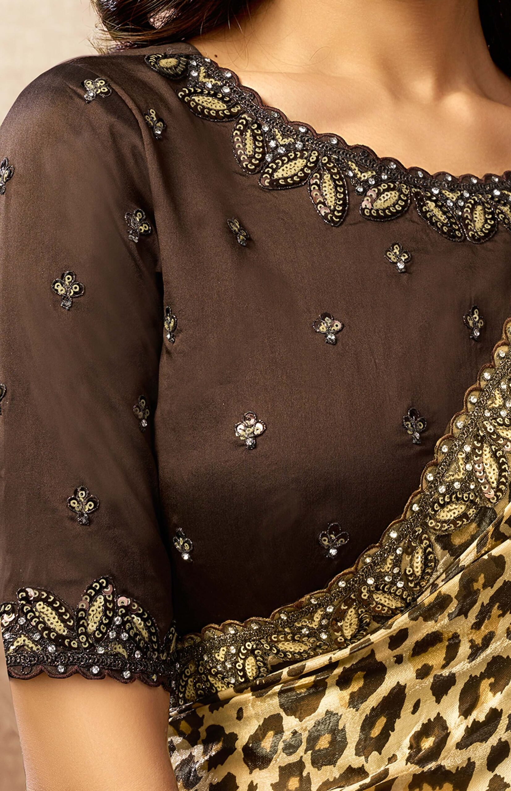 Trending Leopard Print Luxury Saree For Wedding Reception