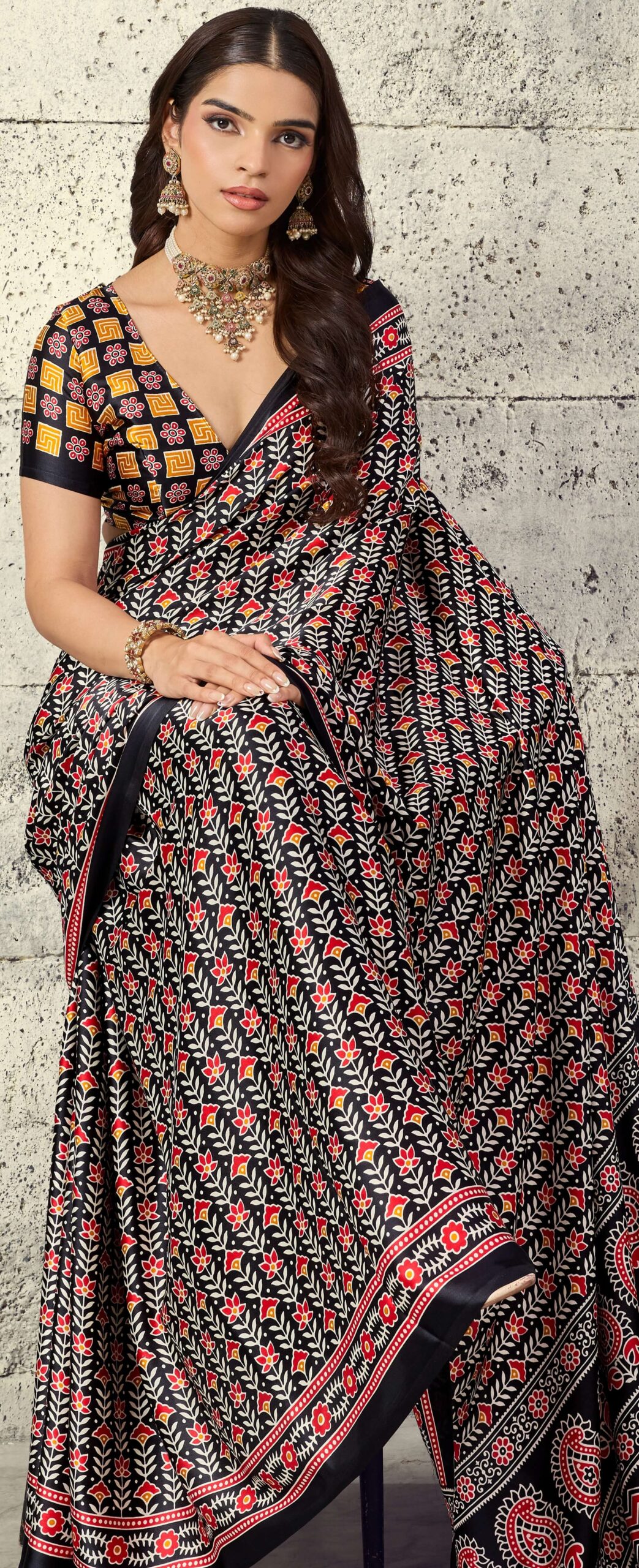Ajrak Print Modal Silk Saree New Design 2026