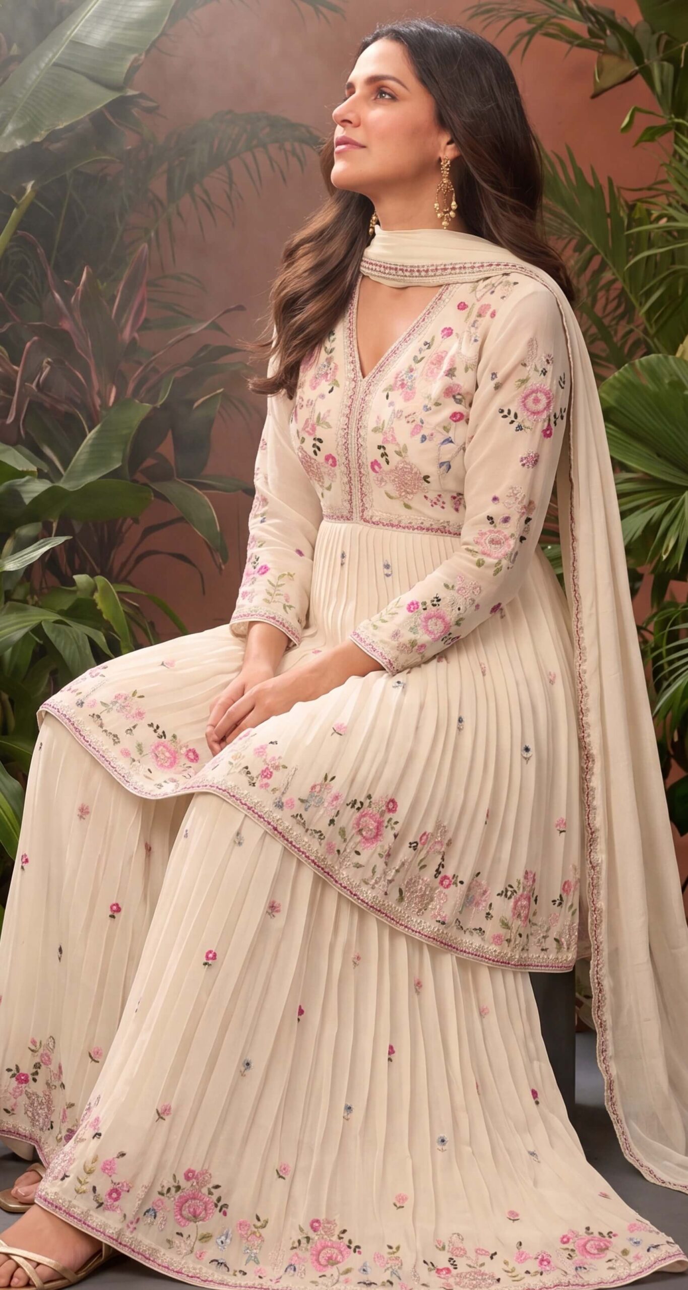 Designer Anarkali Suits for Wedding Off White Wedding Suit