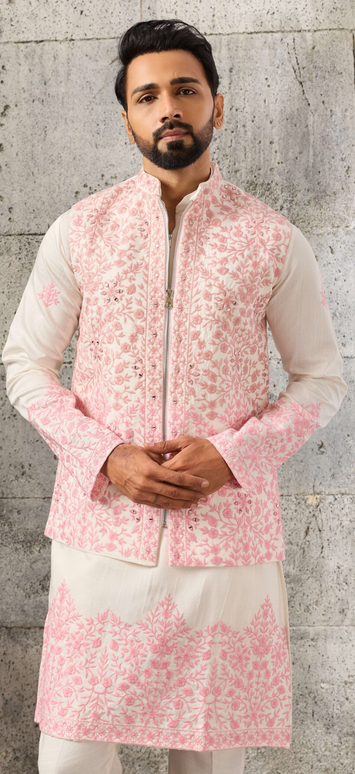 Pink Designer Kurta Pajama Side View