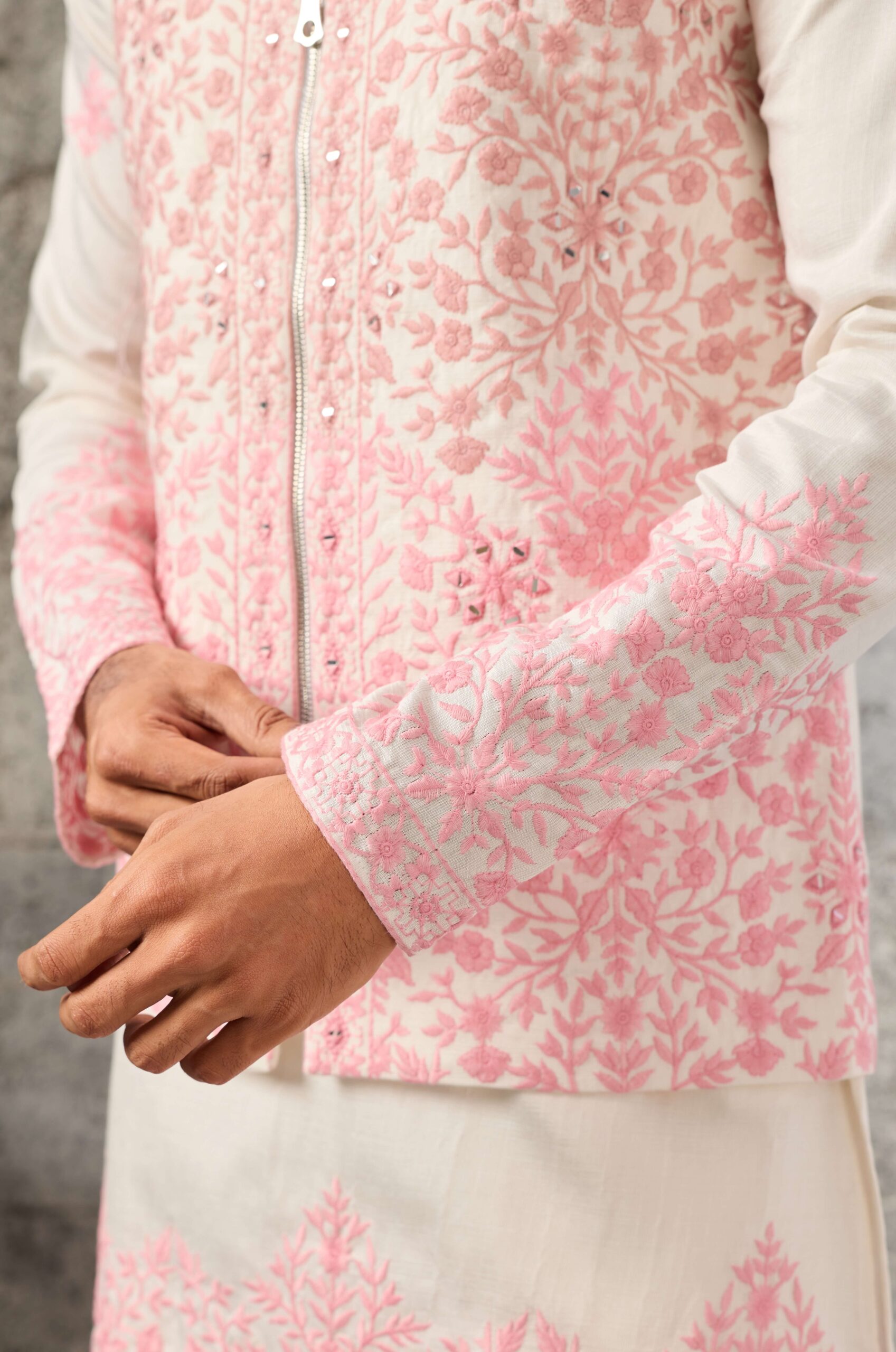 Pink Designer Kurta Pajama Side View