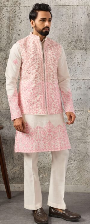 Pink Designer Kurta Pajama Side View