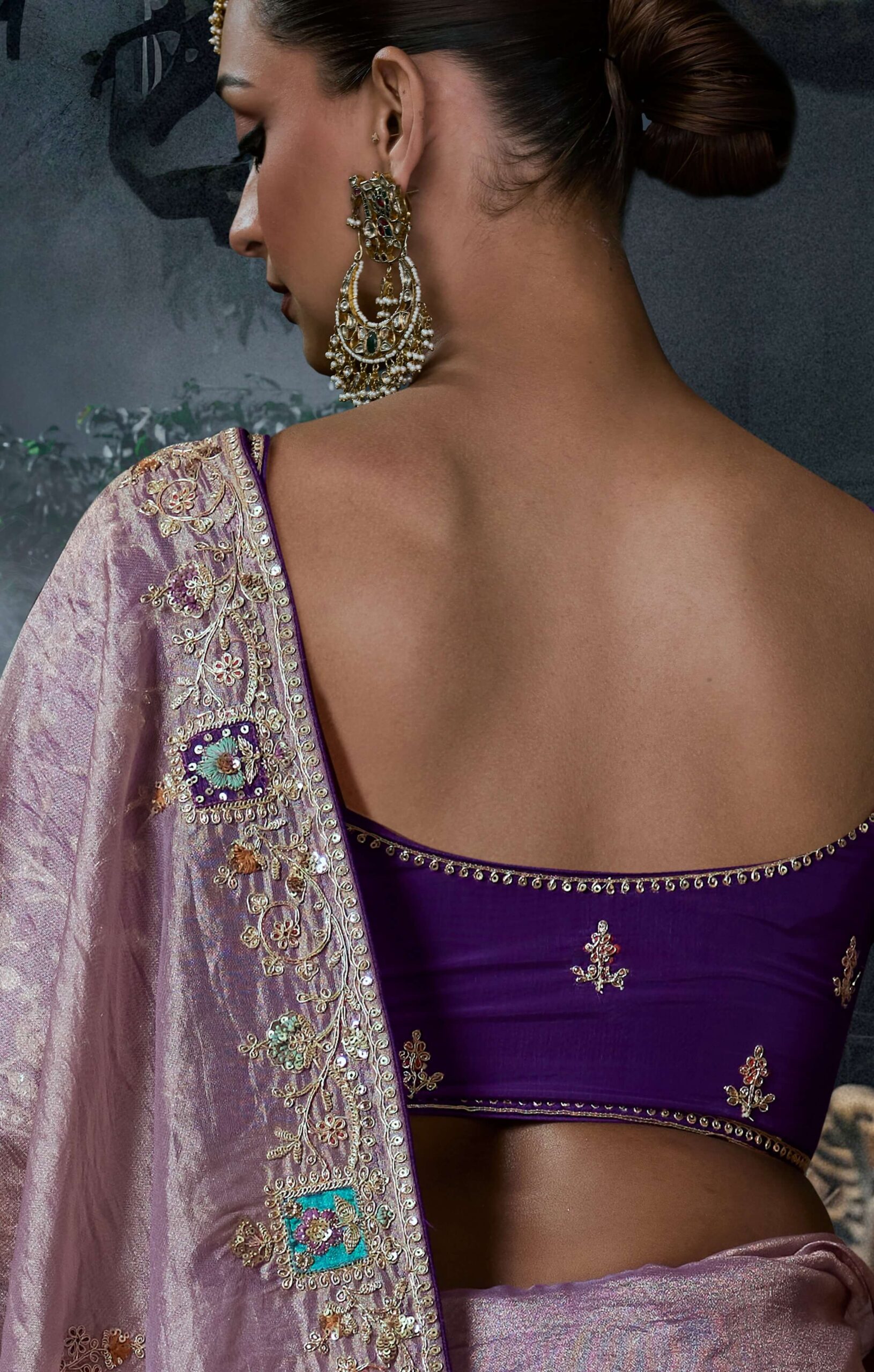 Cocktail Party Wear Saree with Designer Contrast Blouse