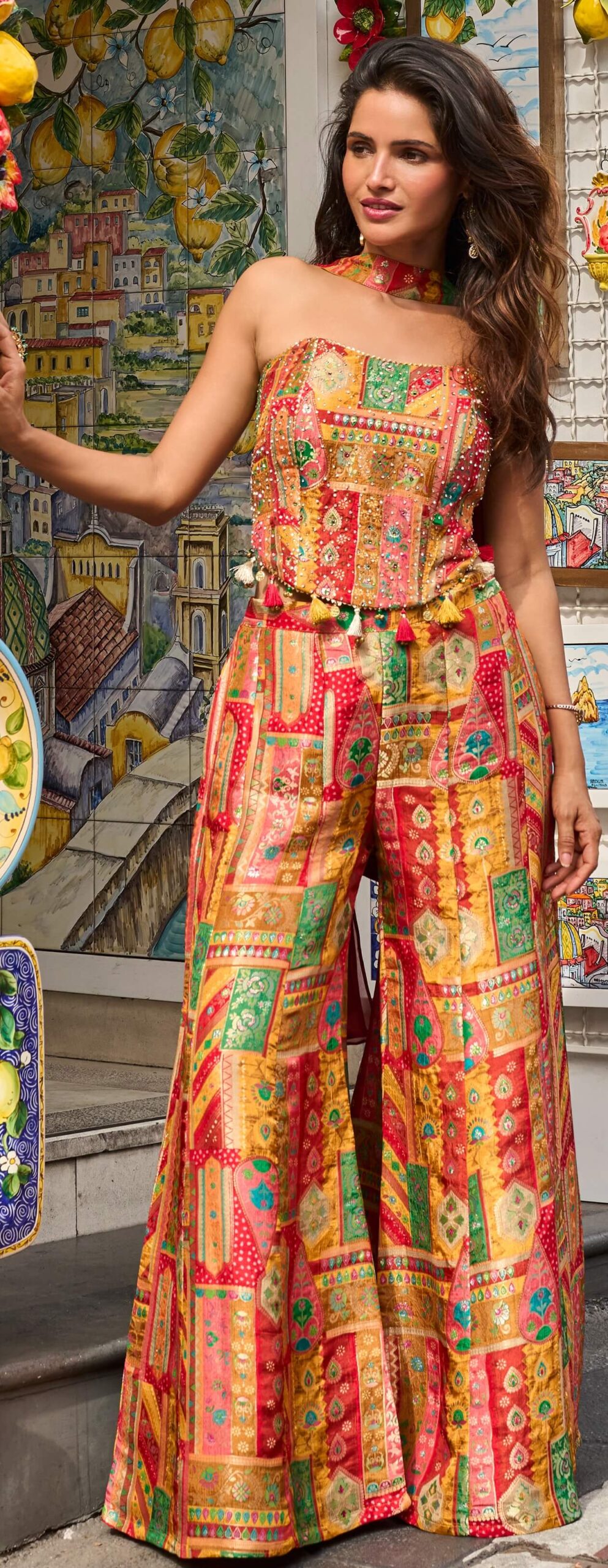 Designer Multicolor Indo Western Palazzo 3 Piece Set for Women