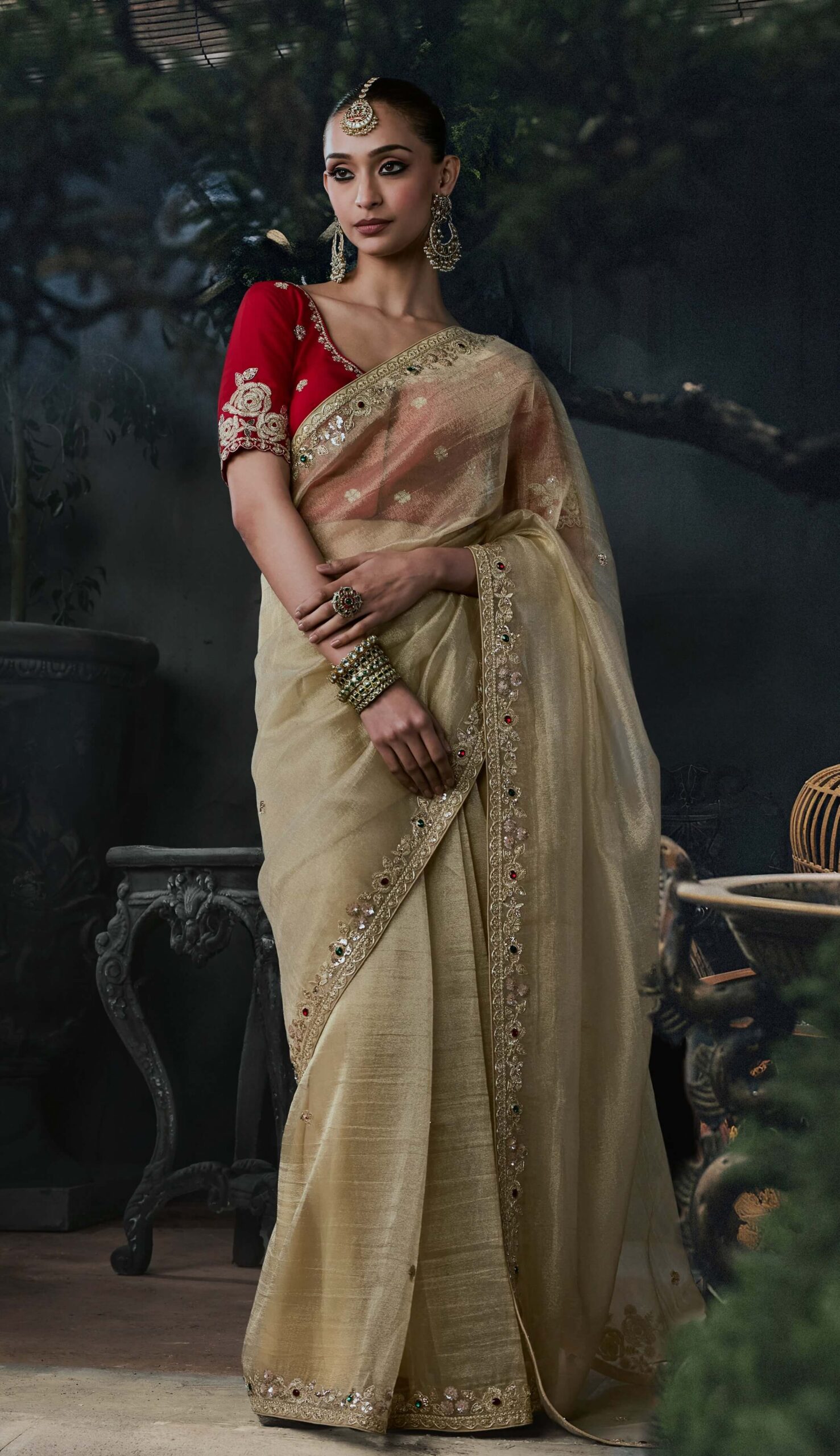 Designer Party Wear Saree for Wedding Beige Saree