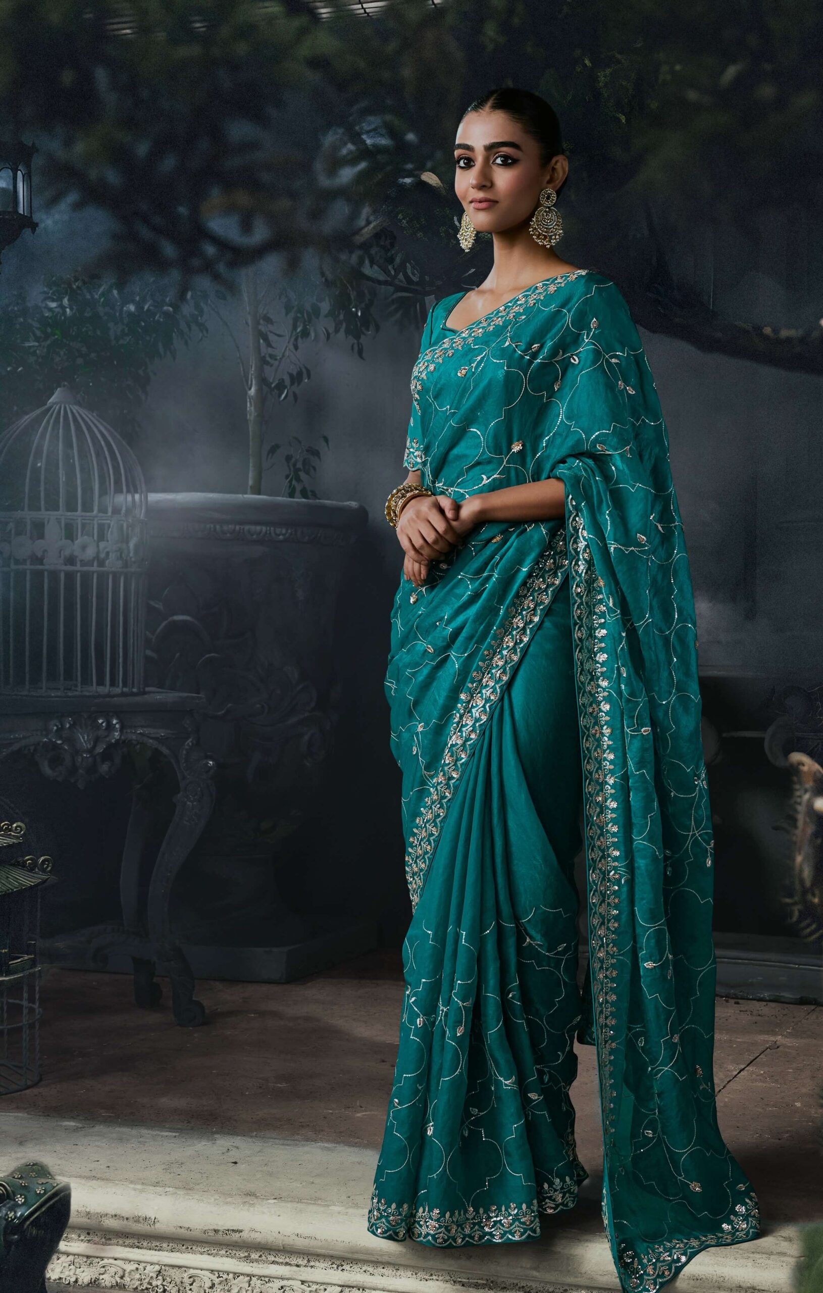 Designer Party Wear Saree for Wedding Teal Green Saree