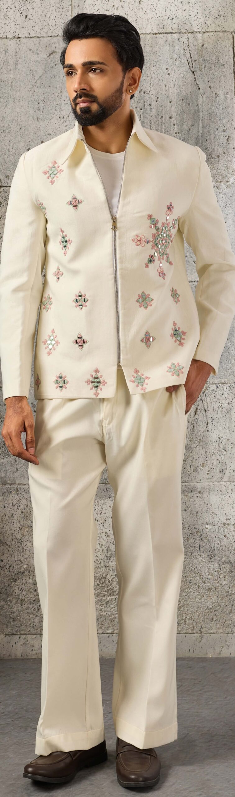 Designer White Indo Western Outfit for Men Wedding & Reception