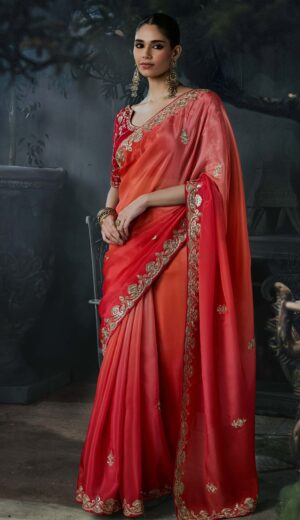 Elegant Saree for Party Reception Red Saree