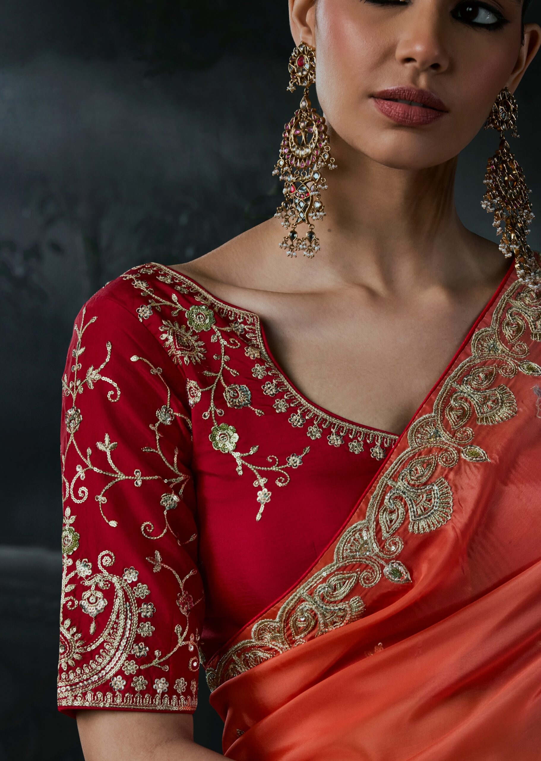 Elegant Saree for Party Reception Red Saree