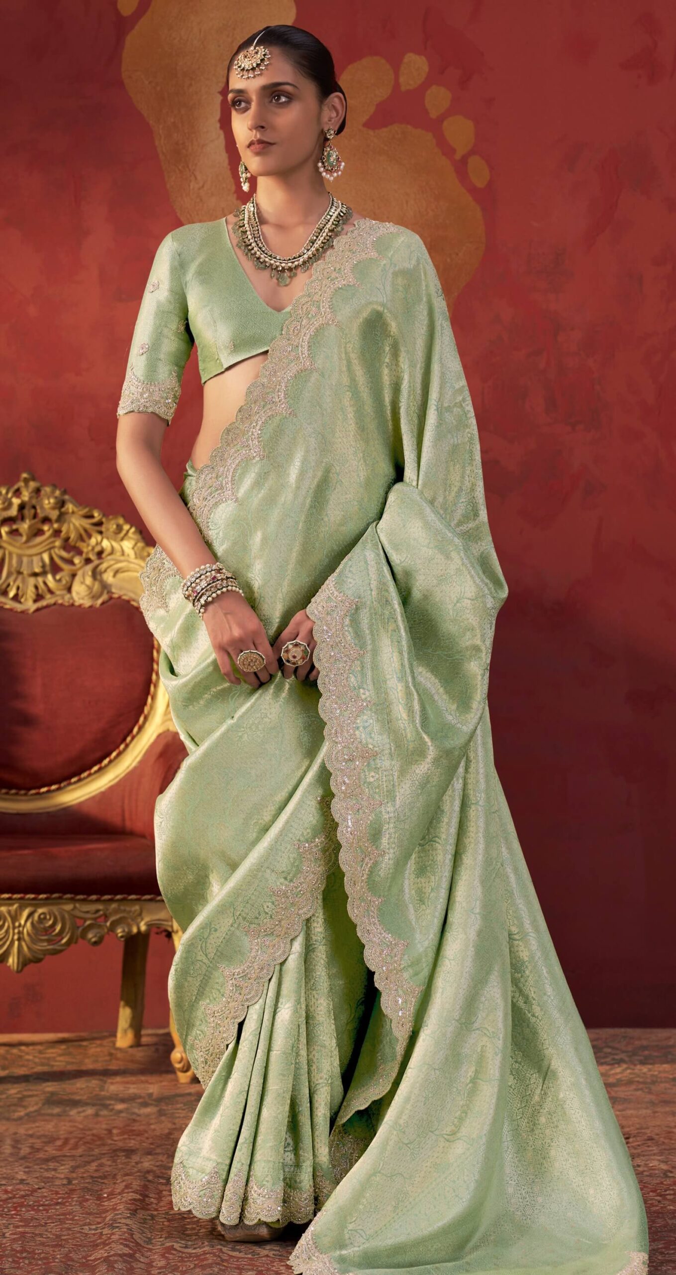 Latest Saree Look for Wedding Party