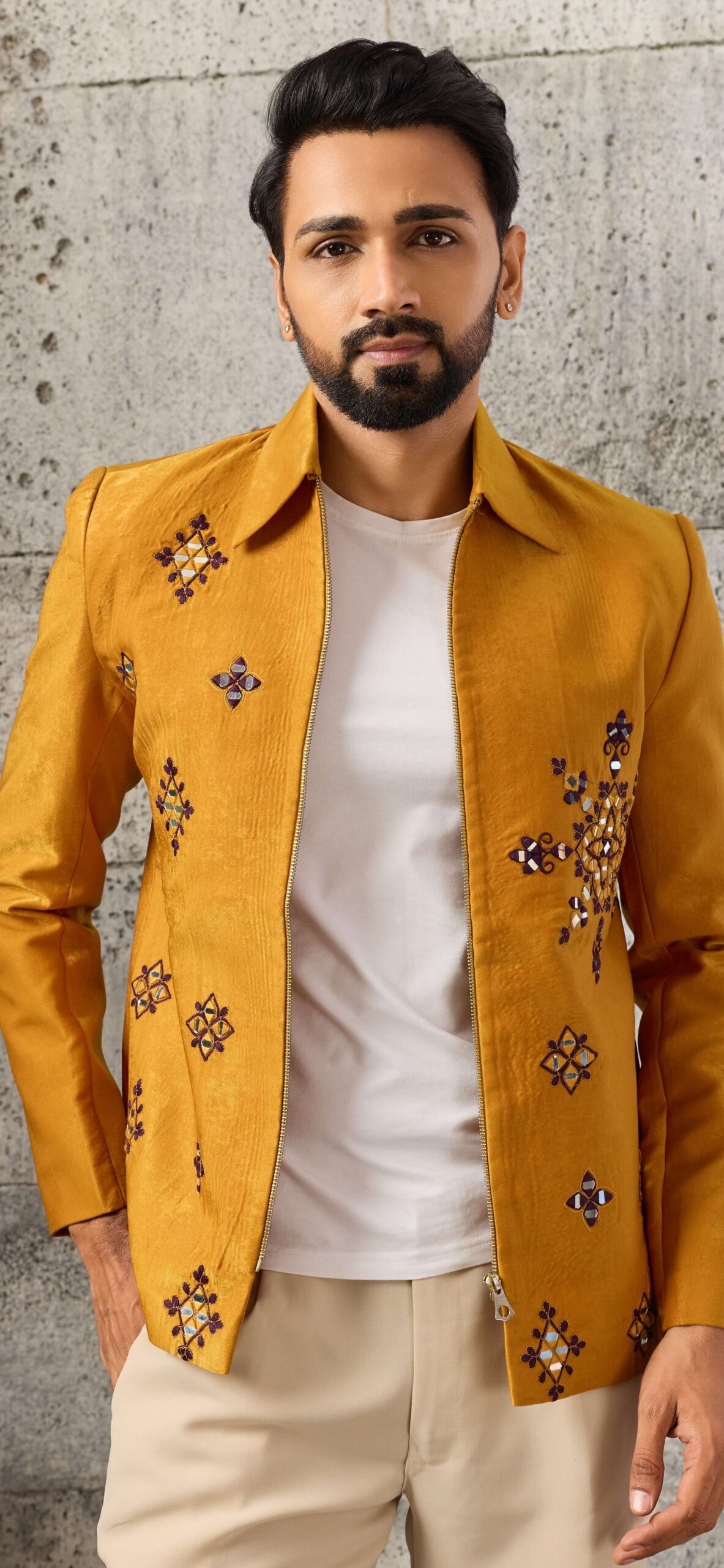 Luxury Yellow Wedding Reception Outfit for Men