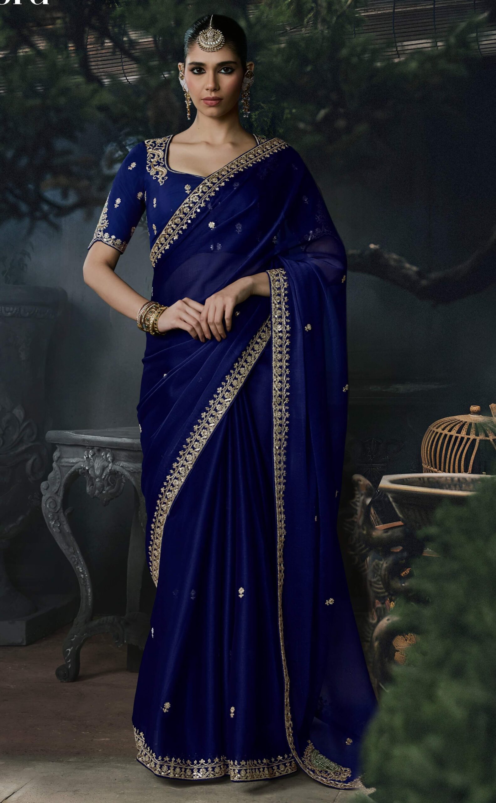 Navy Blue Saree Party Wear Designer Saree