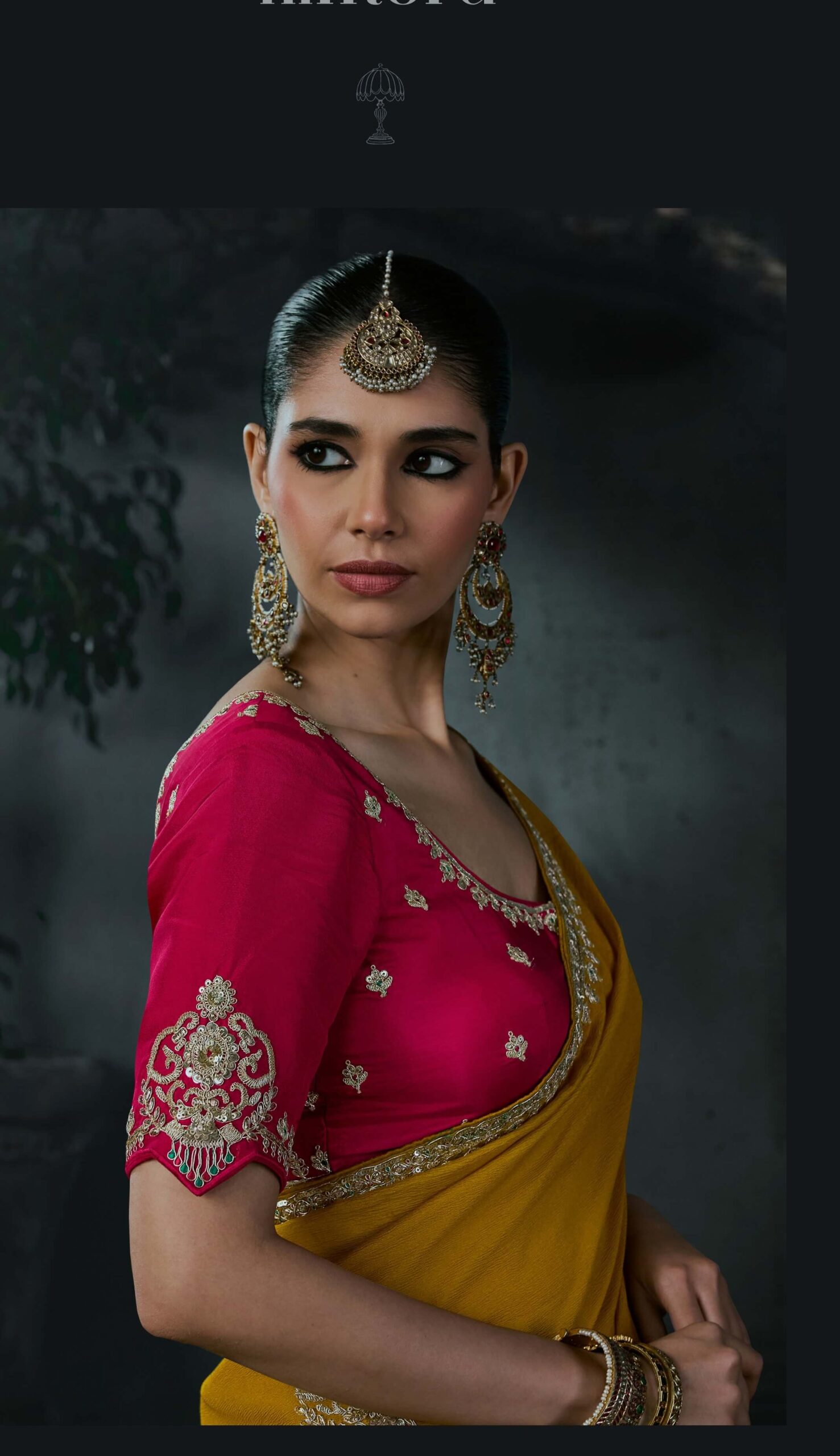 Olive Green Designer Saree with Contrast Red Blouse