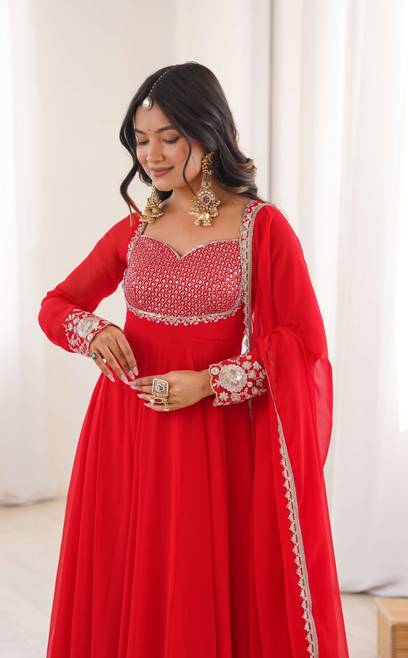 Red Anarkali Suit with Plazo