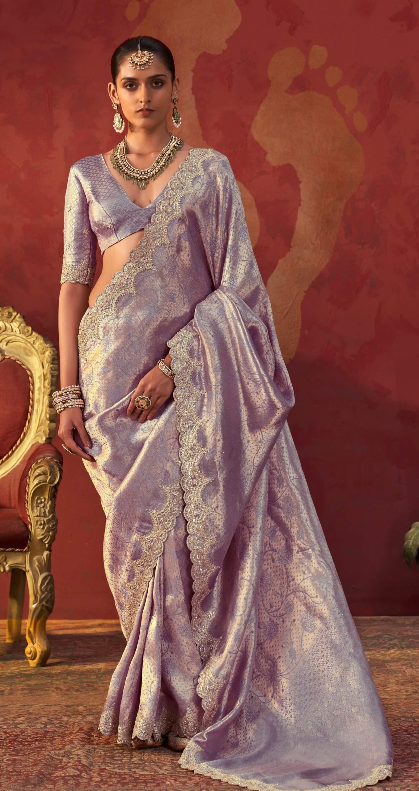 Soft Silk Beige Colour Saree for Wedding in India