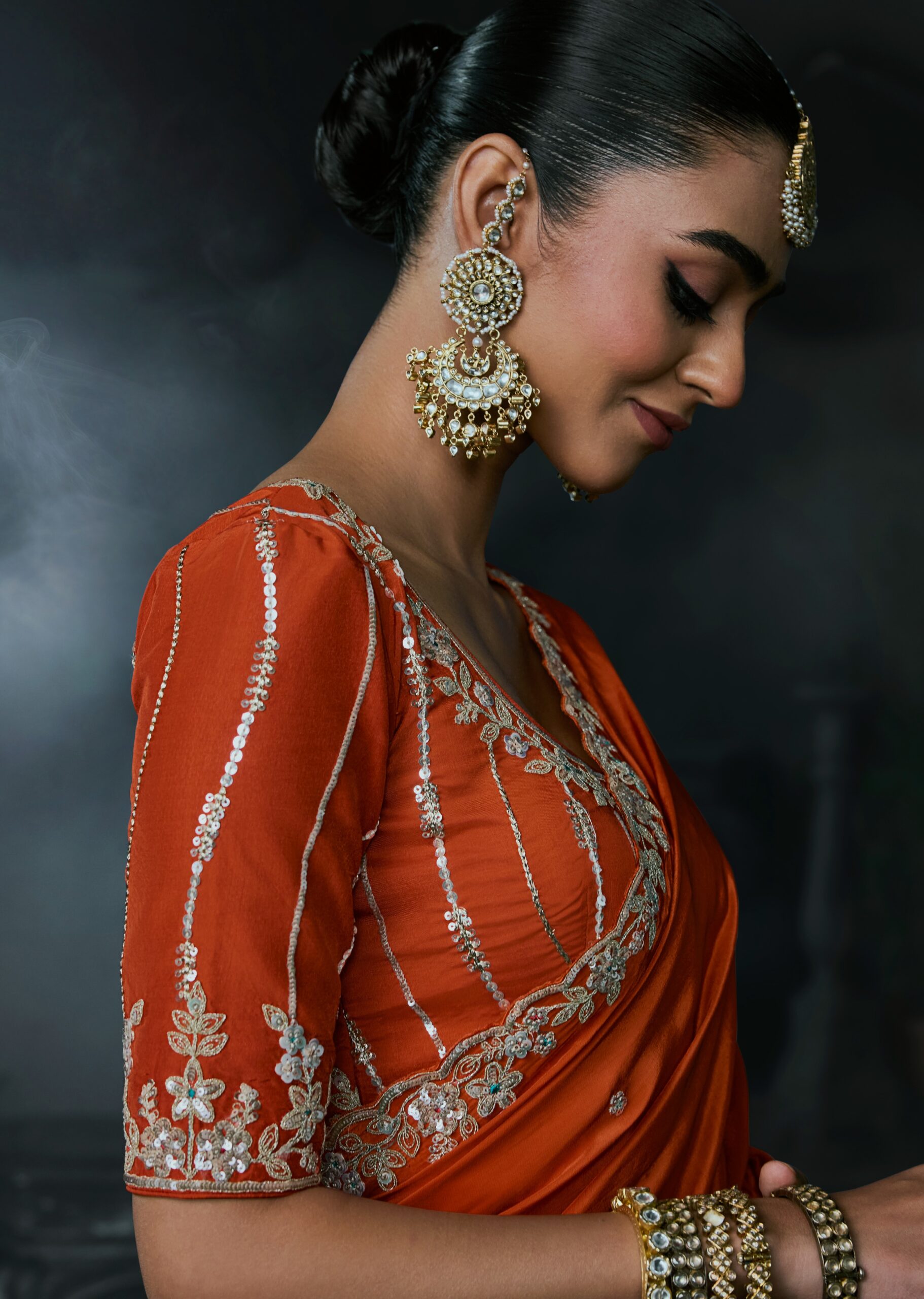 Wedding Saree Orange Colour Designer Saree for Reception